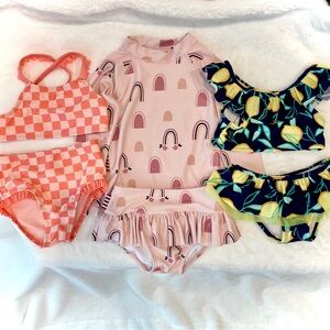 Three Baby Girl 2-piece Rashguard/Bikinis/Swimsuits, SOOKlbaby and Cat&Jack, 2T